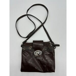 Braciano‎ Brown & Bronze Embossed Faux Leather Crossbody Bag